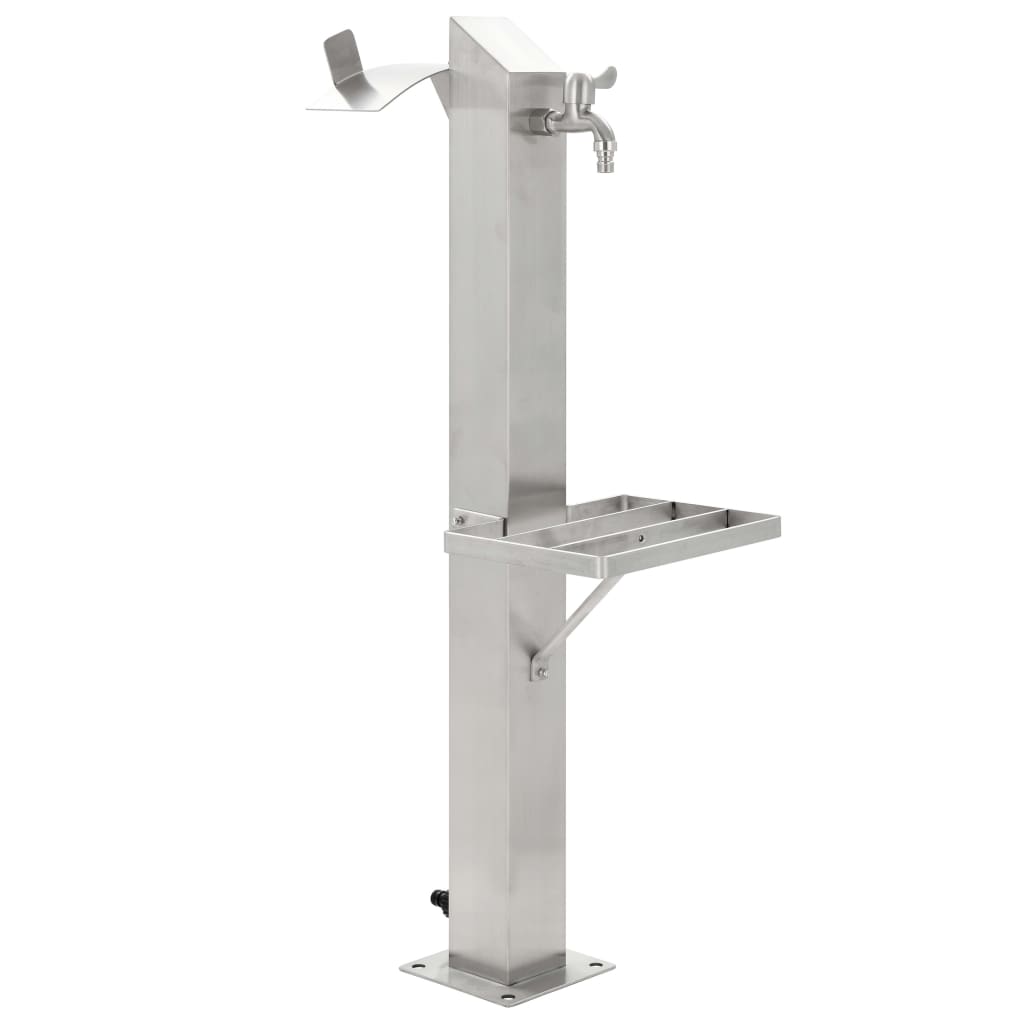 Garten-Wassersäule Edelstahl Quadratisch 95 Cm