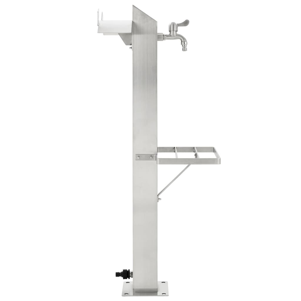 Garten-Wassersäule Edelstahl Quadratisch 95 Cm