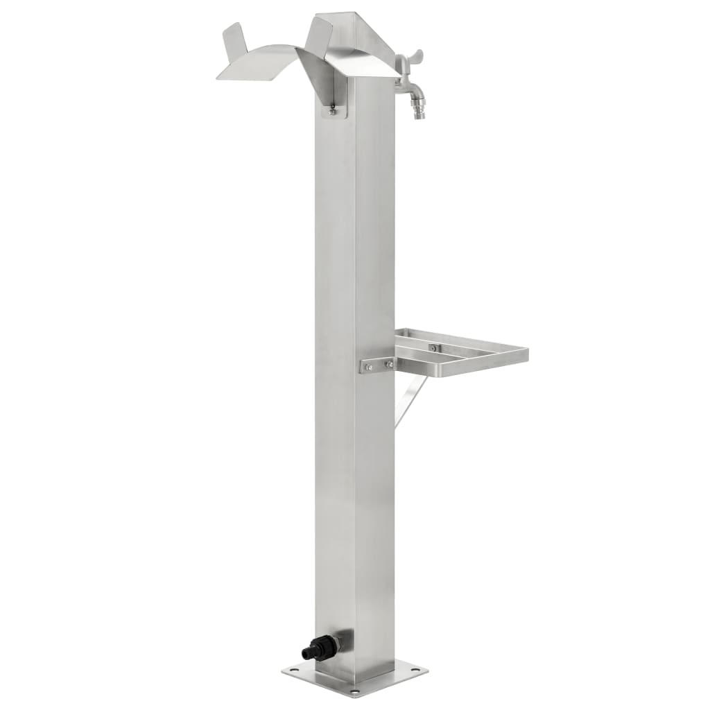 Garten-Wassersäule Edelstahl Quadratisch 95 Cm