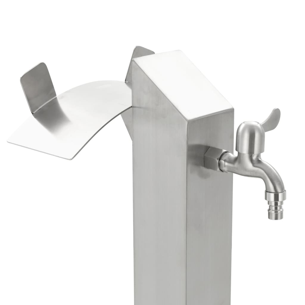 Garten-Wassersäule Edelstahl Quadratisch 95 Cm