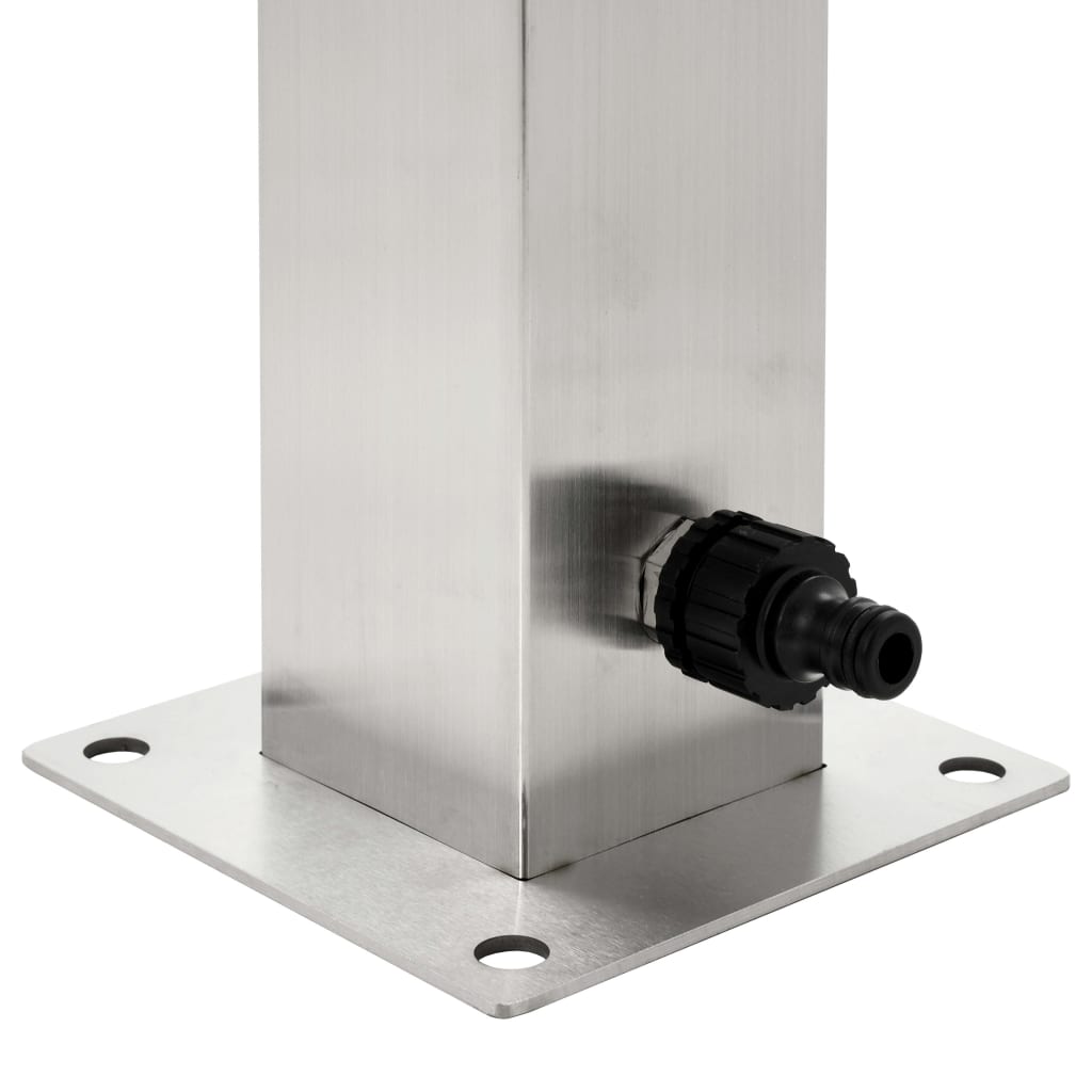 Garten-Wassersäule Edelstahl Quadratisch 95 Cm