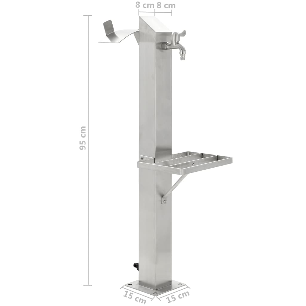 Garten-Wassersäule Edelstahl Quadratisch 95 Cm